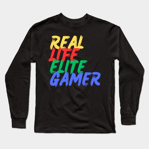 Real Life Elite Gamer (Mood Colors) Long Sleeve T-Shirt by Mood Threads